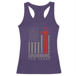 Christian Drummer Racerback Tank Top Drumming For Jesus Cross USA Flag Percussionist TS10 Purple Print Your Wear