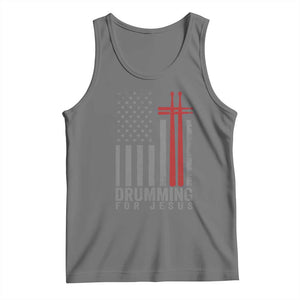Christian Drummer Tank Top Drumming For Jesus Cross USA Flag Percussionist TS10 Black Heather Print Your Wear