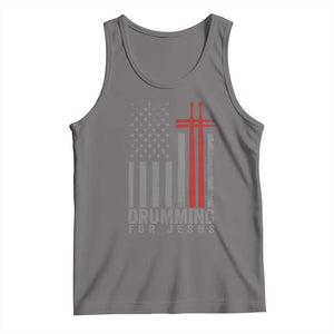 Christian Drummer Tank Top Drumming For Jesus Cross USA Flag Percussionist TS10 Deep Heather Print Your Wear