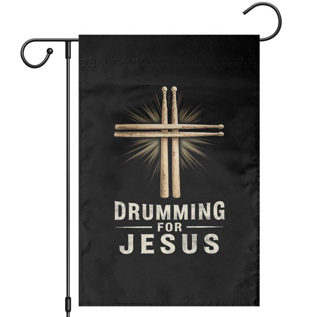 Christian Drummer Garden Flag Drumming For Jesus Drumstick Cross Percussionist TS10 Black Print Your Wear