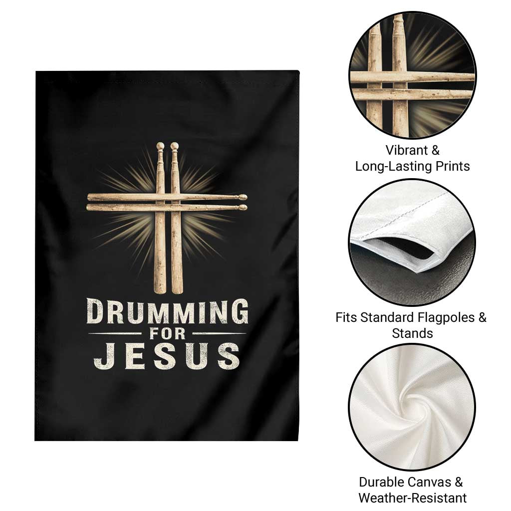 Christian Drummer Garden Flag Drumming For Jesus Drumstick Cross Percussionist TS10 Print Your Wear