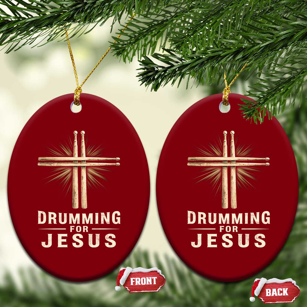 Christian Drummer Ceramic Ornament Drumming For Jesus Drumstick Cross Percussionist TS10 Print Your Wear