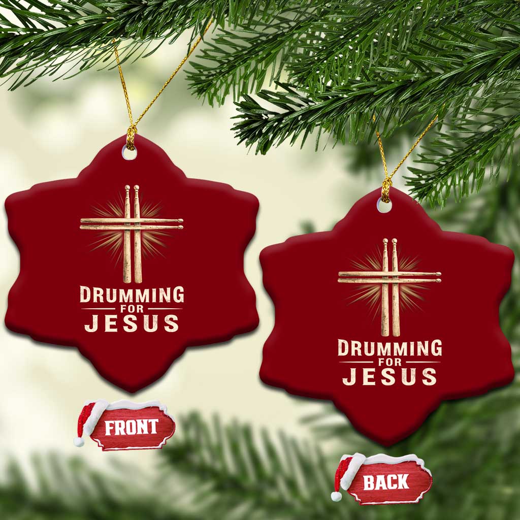 Christian Drummer Ceramic Ornament Drumming For Jesus Drumstick Cross Percussionist TS10 Print Your Wear
