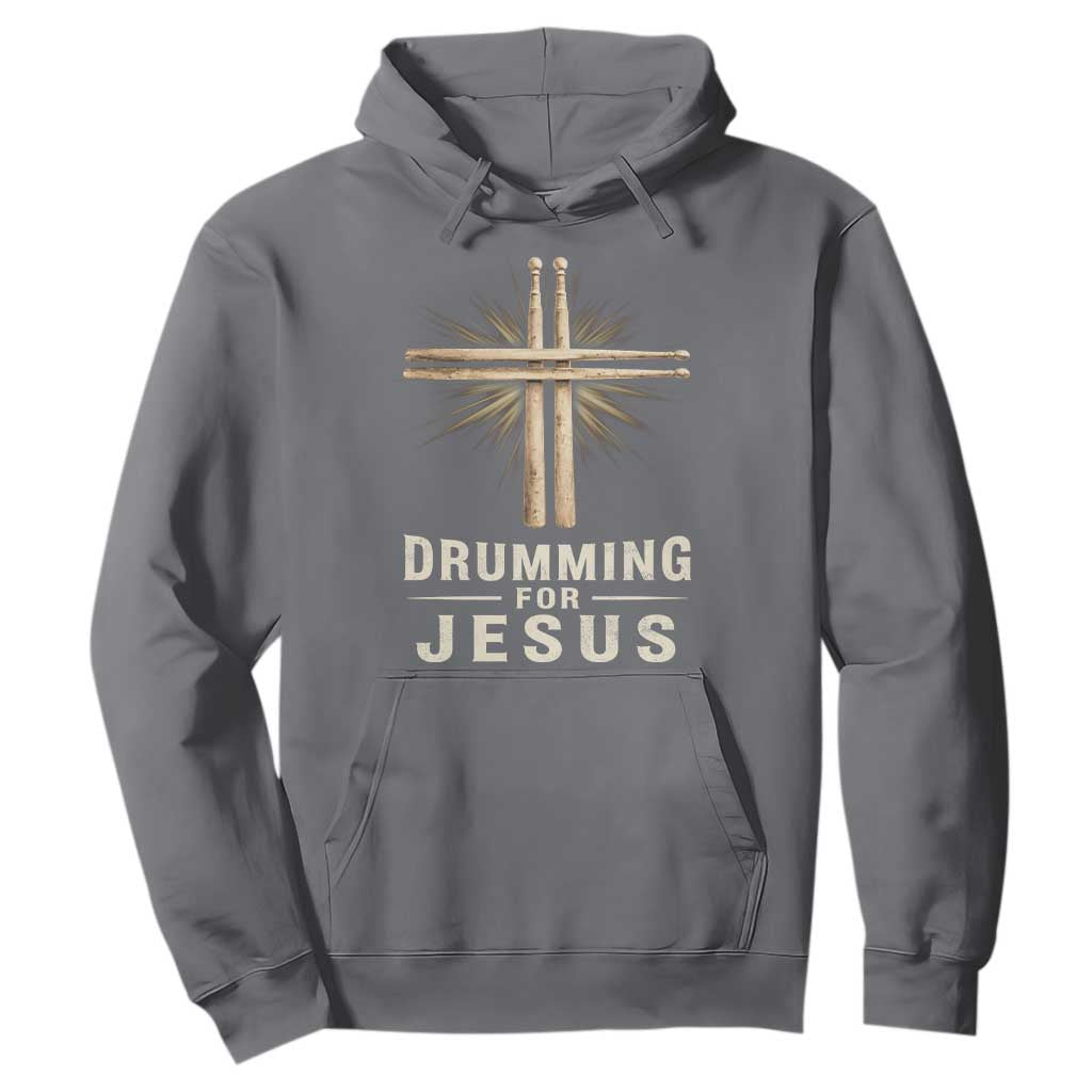 Christian Drummer Hoodie Drumming For Jesus Drumstick Cross Percussionist TS10 Charcoal Print Your Wear