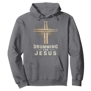 Christian Drummer Hoodie Drumming For Jesus Drumstick Cross Percussionist TS10 Charcoal Print Your Wear