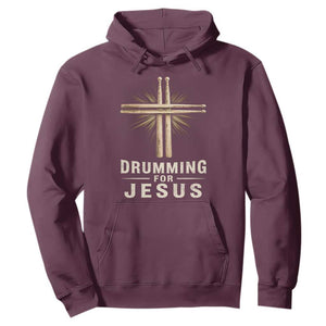 Christian Drummer Hoodie Drumming For Jesus Drumstick Cross Percussionist TS10 Maroon Print Your Wear