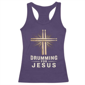 Christian Drummer Racerback Tank Top Drumming For Jesus Drumstick Cross Percussionist TS10 Purple Print Your Wear