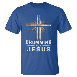 Christian Drummer T Shirt Drumming For Jesus Drumstick Cross Percussionist TS10 Royal Blue Print Your Wear