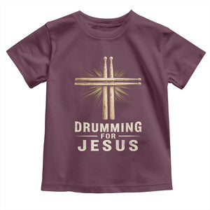 Christian Drummer Toddler T Shirt Drumming For Jesus Drumstick Cross Percussionist TS10 Maroon Print Your Wear
