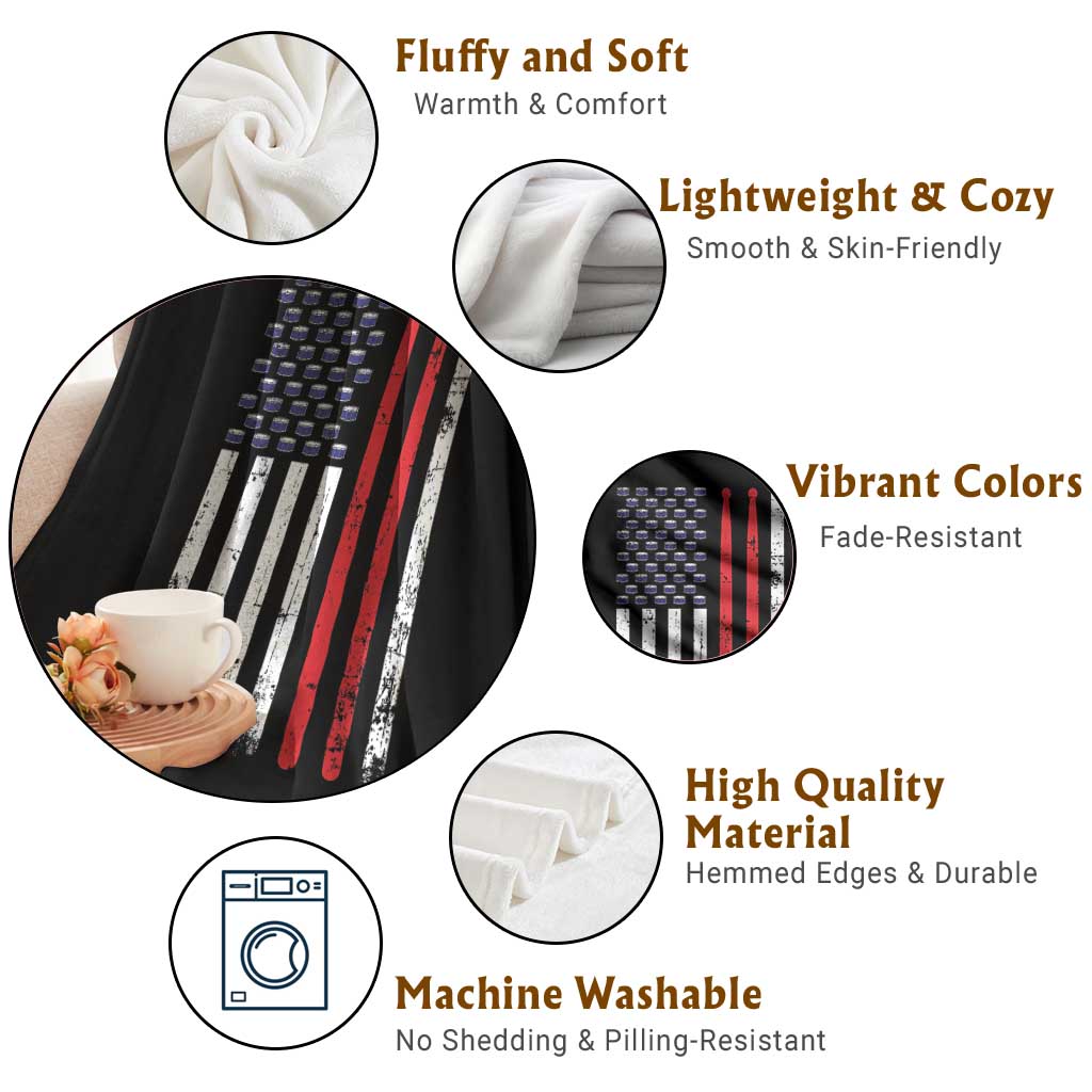 Patriotic Drummer Throw Blanket Percussionist Gift Drumming Drumsticks American Flag TS10 Print Your Wear