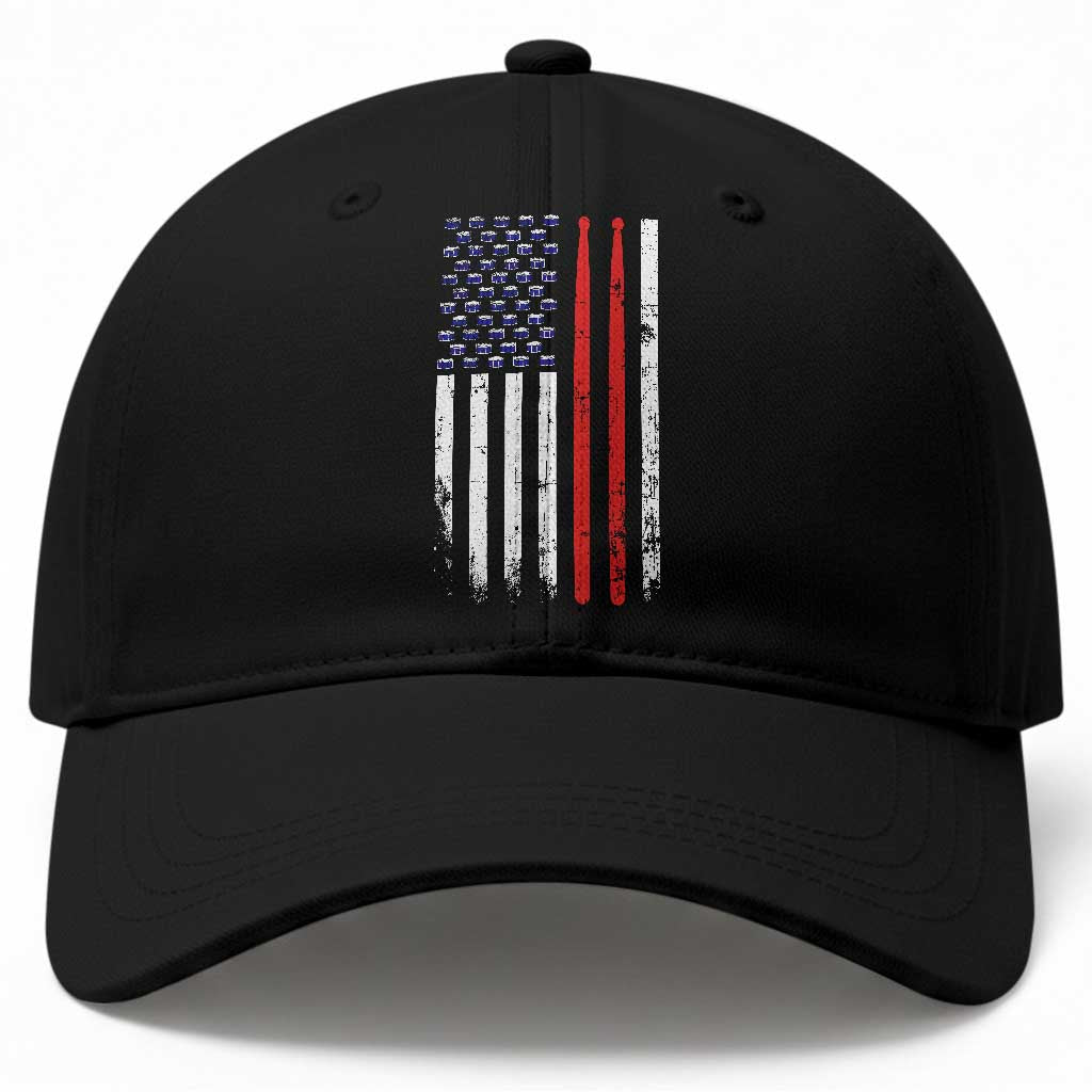 Patriotic Drummer Baseball Cap Percussionist Gift Drumming Drumsticks American Flag TS10 Print Your Wear