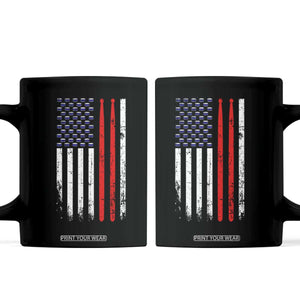 Patriotic Drummer Coffee Mug Percussionist Gift Drumming Drumsticks American Flag TS10 Black Print Your Wear