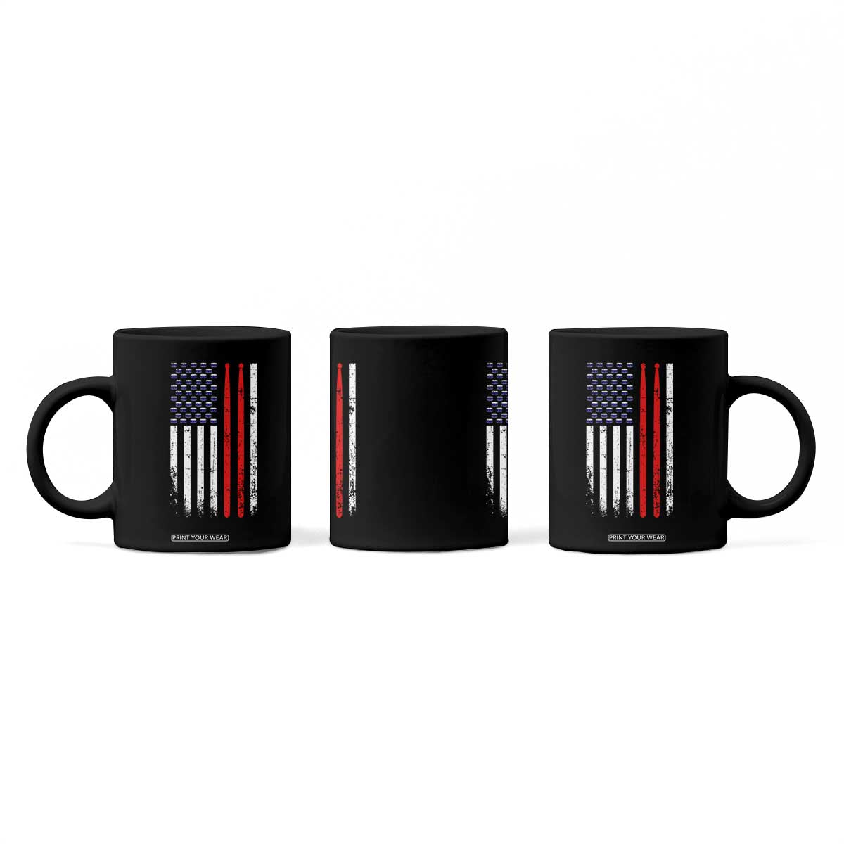 Patriotic Drummer Coffee Mug Percussionist Gift Drumming Drumsticks American Flag TS10 Print Your Wear
