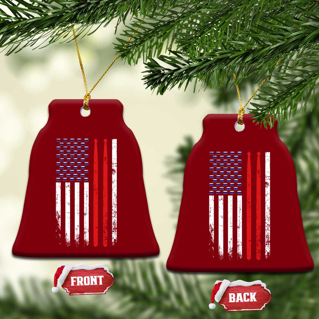 Patriotic Drummer Ceramic Ornament Percussionist Gift Drumming Drumsticks American Flag TS10 Print Your Wear