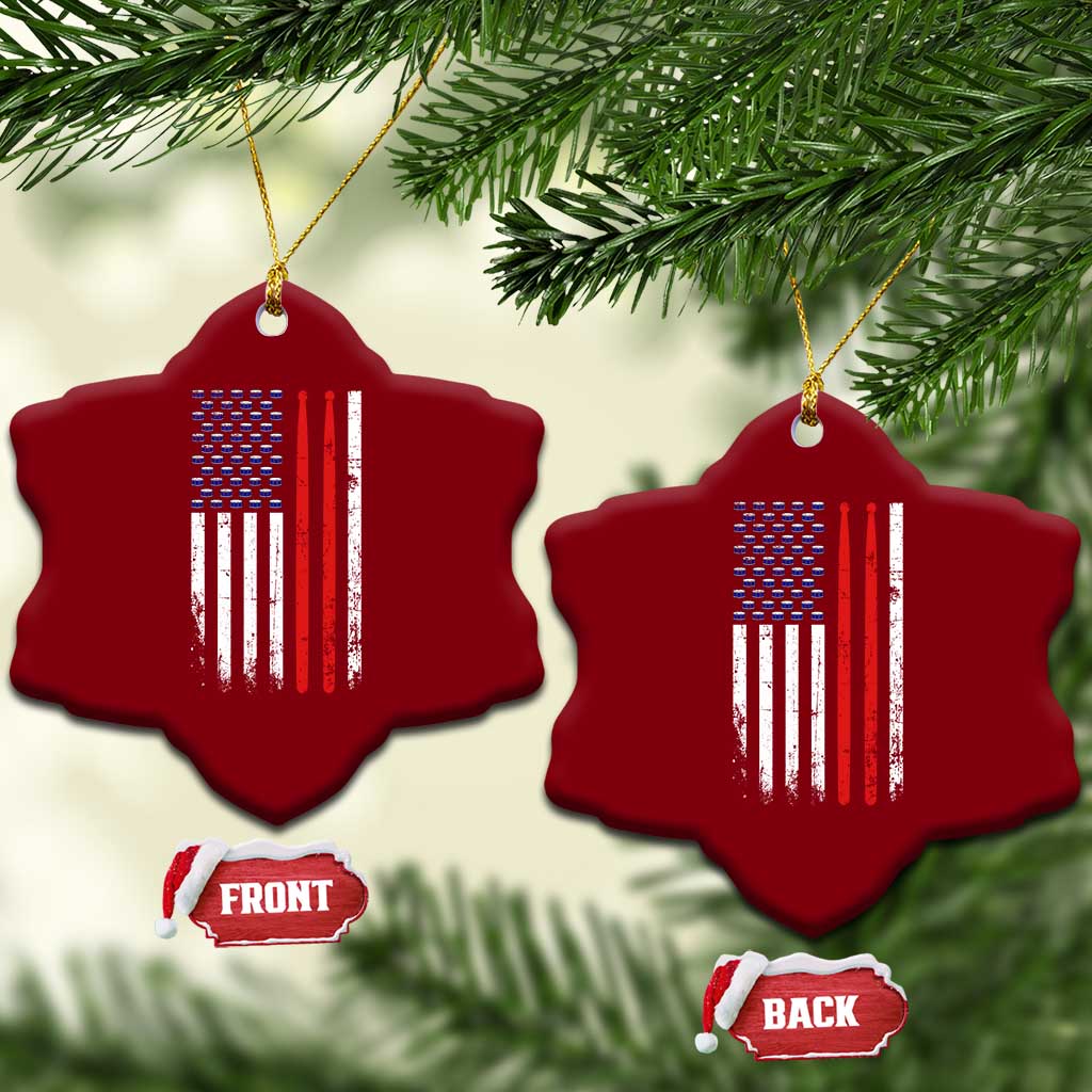 Patriotic Drummer Ceramic Ornament Percussionist Gift Drumming Drumsticks American Flag TS10 Print Your Wear