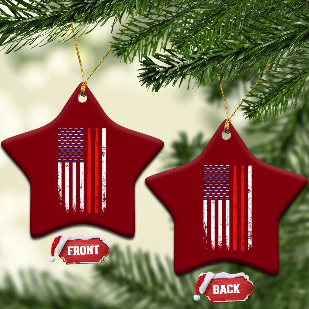 Patriotic Drummer Ceramic Ornament Percussionist Gift Drumming Drumsticks American Flag TS10 Print Your Wear