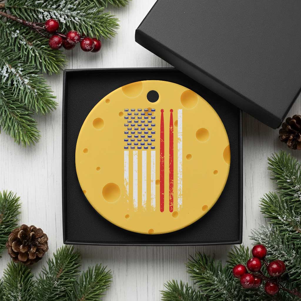Patriotic Drummer Ceramic Ornament Percussionist Gift Drumming Drumsticks American Flag TS10 1pc Yellow Cheese Print Your Wear