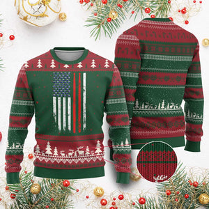 Patriotic Drummer Ugly Christmas Sweater Percussionist Gift Drumming Drumsticks American Flag TS10 Red Green Print Your Wear