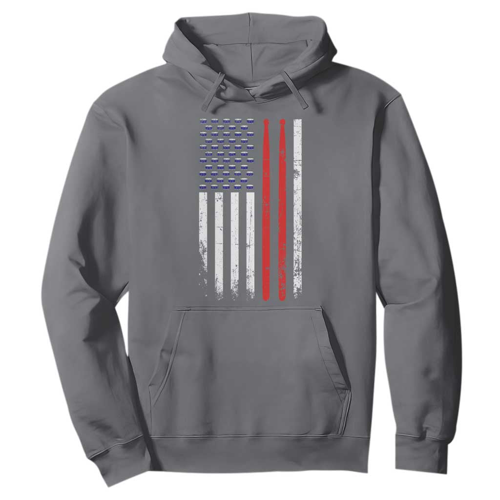 Patriotic Drummer Hoodie Percussionist Gift Drumming Drumsticks American Flag TS10 Charcoal Print Your Wear