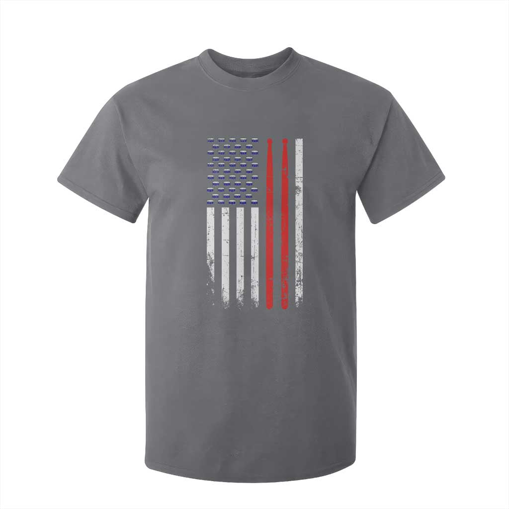 Patriotic Drummer T Shirt For Kid Percussionist Gift Drumming Drumsticks American Flag TS10 Charcoal Print Your Wear