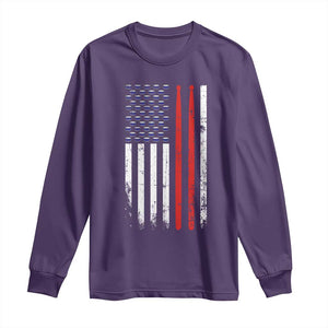 Patriotic Drummer Long Sleeve Shirt Percussionist Gift Drumming Drumsticks American Flag TS10 Purple Print Your Wear