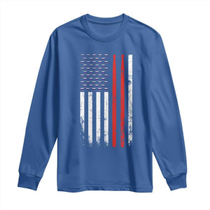 Patriotic Drummer Long Sleeve Shirt Percussionist Gift Drumming Drumsticks American Flag TS10 Royal Blue Print Your Wear