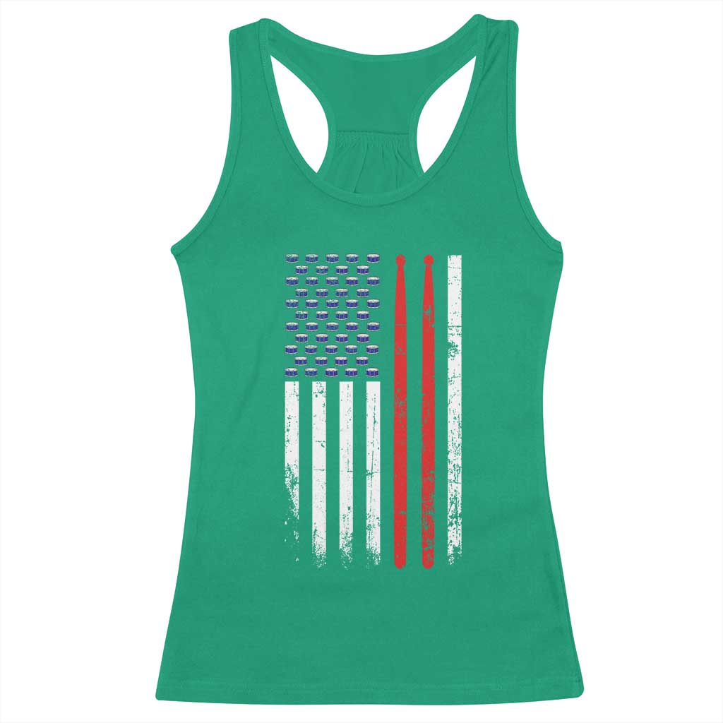 Patriotic Drummer Racerback Tank Top Percussionist Gift Drumming Drumsticks American Flag TS10 Irish Green Print Your Wear