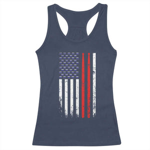 Patriotic Drummer Racerback Tank Top Percussionist Gift Drumming Drumsticks American Flag TS10 Navy Print Your Wear