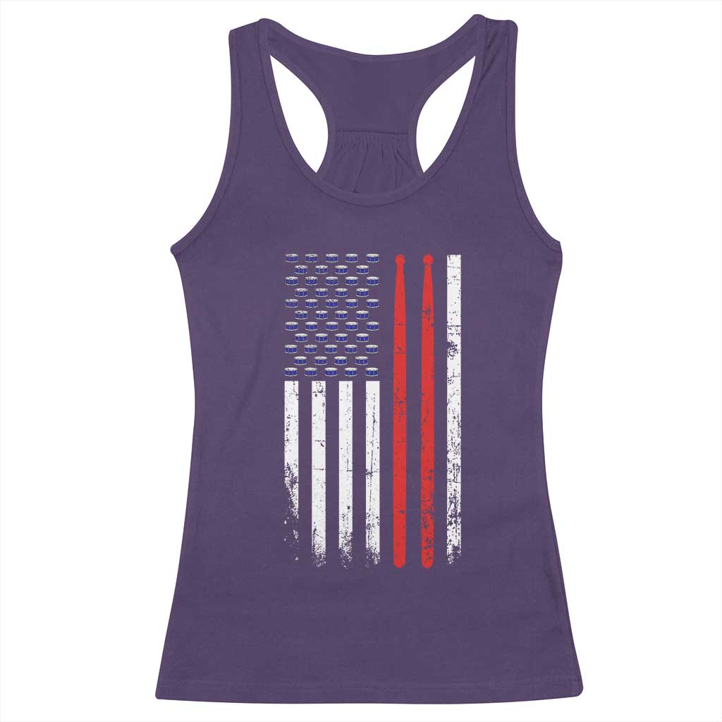 Patriotic Drummer Racerback Tank Top Percussionist Gift Drumming Drumsticks American Flag TS10 Purple Print Your Wear