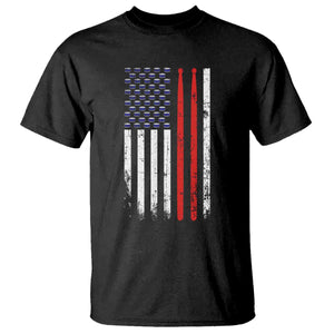 Patriotic Drummer T Shirt Percussionist Gift Drumming Drumsticks American Flag TS10 Black Print Your Wear