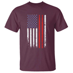 Patriotic Drummer T Shirt Percussionist Gift Drumming Drumsticks American Flag TS10 Maroon Print Your Wear