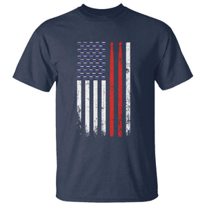Patriotic Drummer T Shirt Percussionist Gift Drumming Drumsticks American Flag TS10 Navy Print Your Wear