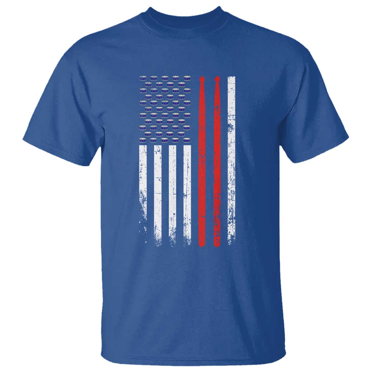 Patriotic Drummer T Shirt Percussionist Gift Drumming Drumsticks American Flag TS10 Royal Blue Print Your Wear