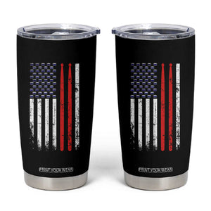 Patriotic Drummer Tumbler Cup Percussionist Gift Drumming Drumsticks American Flag TS10 Black Print Your Wear