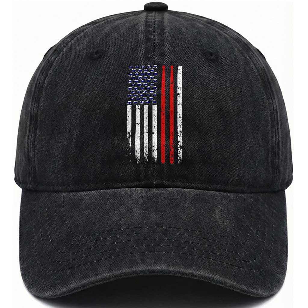 Patriotic Drummer Washed Cotton Baseball Cap Percussionist Gift Drumming Drumsticks American Flag TS10 Print Your Wear
