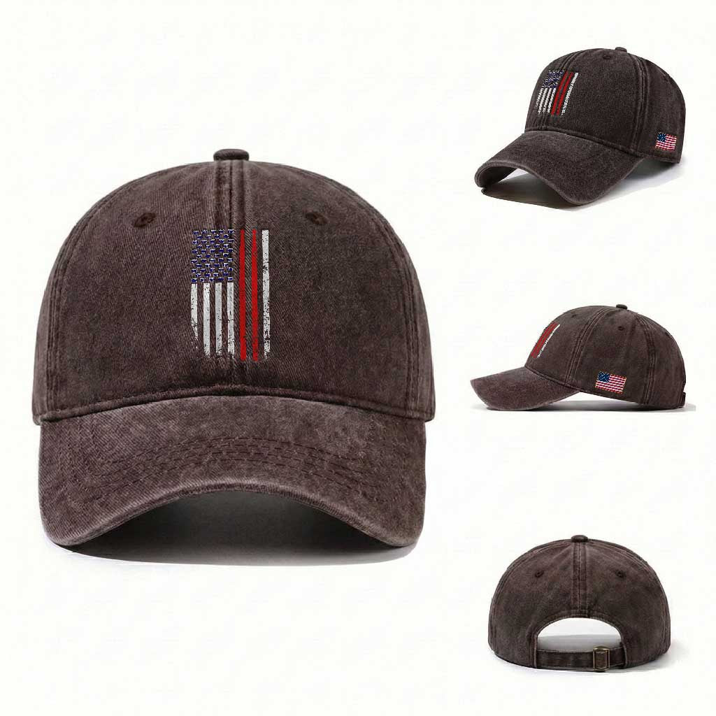 Patriotic Drummer Washed Cotton Baseball Cap Percussionist Gift Drumming Drumsticks American Flag TS10 Washed Cap Universal Fit Dark Brown Print Your Wear