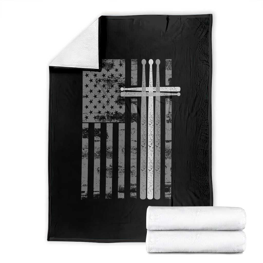 Christian Drummer Throw Blanket American Flag Drumsticks Religious Faith Cross Patriotic TS10 Black Print Your Wear