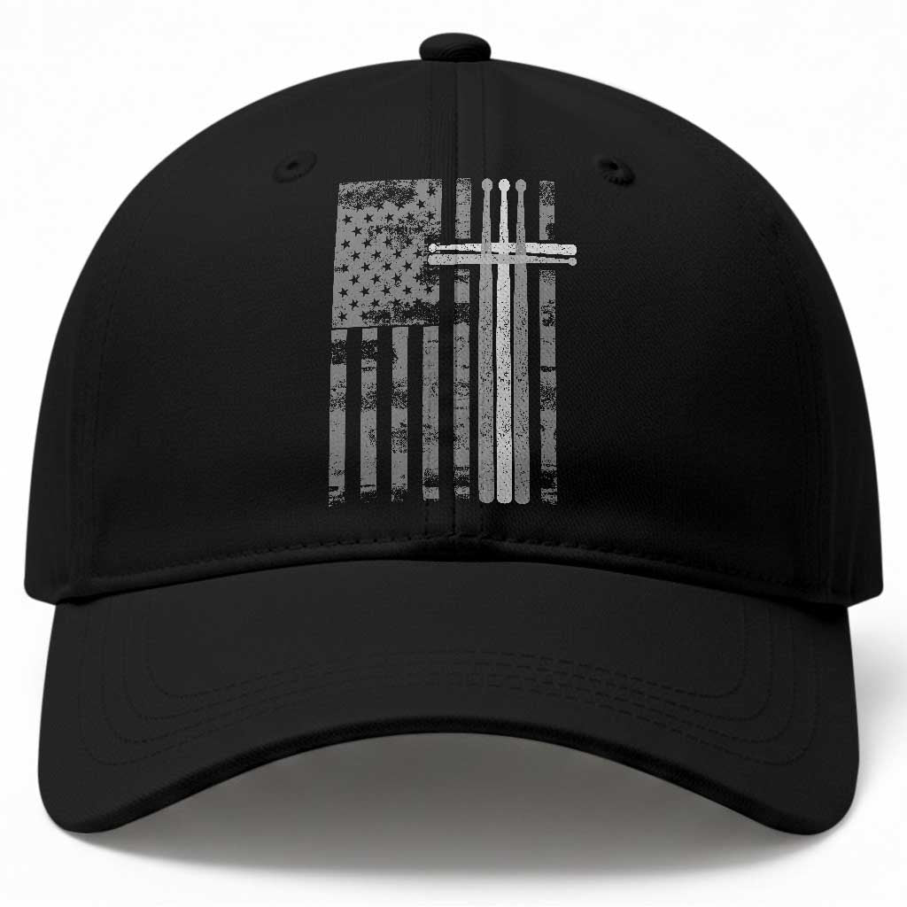 Christian Drummer Baseball Cap American Flag Drumsticks Religious Faith Cross Patriotic TS10 Print Your Wear