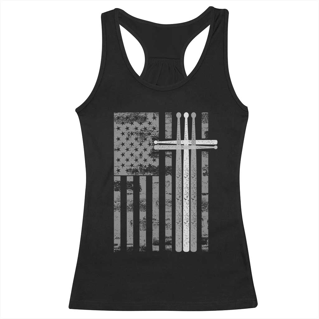 Christian Drummer Racerback Tank Top American Flag Drumsticks Religious Faith Cross Patriotic TS10 Black Print Your Wear