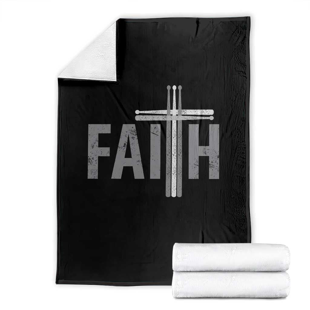 Christian Drummer Throw Blanket Faith Drum Stick Cross TS10 Black Print Your Wear