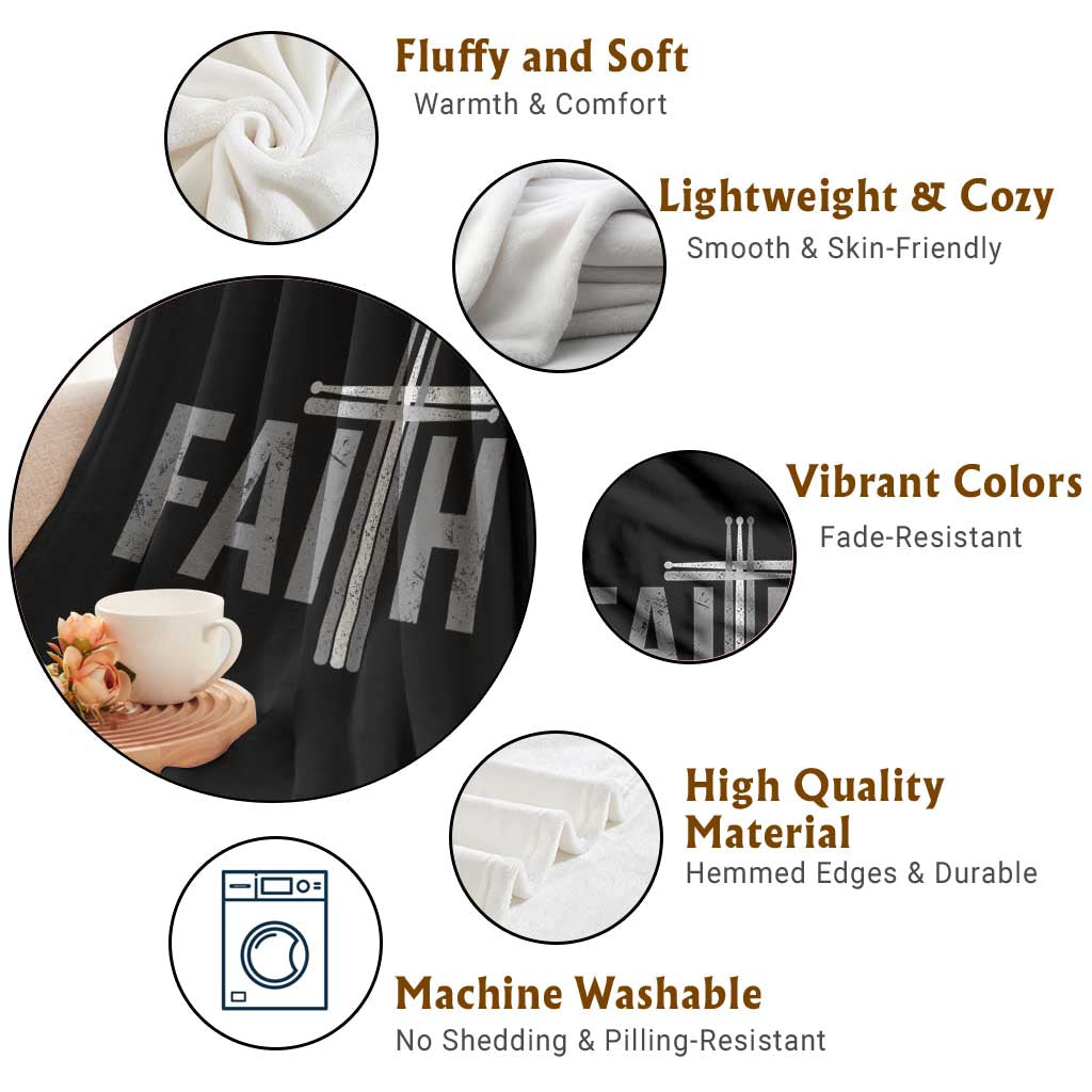 Christian Drummer Throw Blanket Faith Drum Stick Cross TS10 Print Your Wear