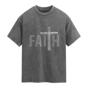 Christian Drummer Washed Cotton T-Shirt Faith Drum Stick Cross