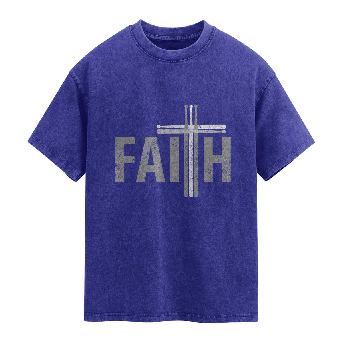 Christian Drummer Washed Cotton T-Shirt Faith Drum Stick Cross