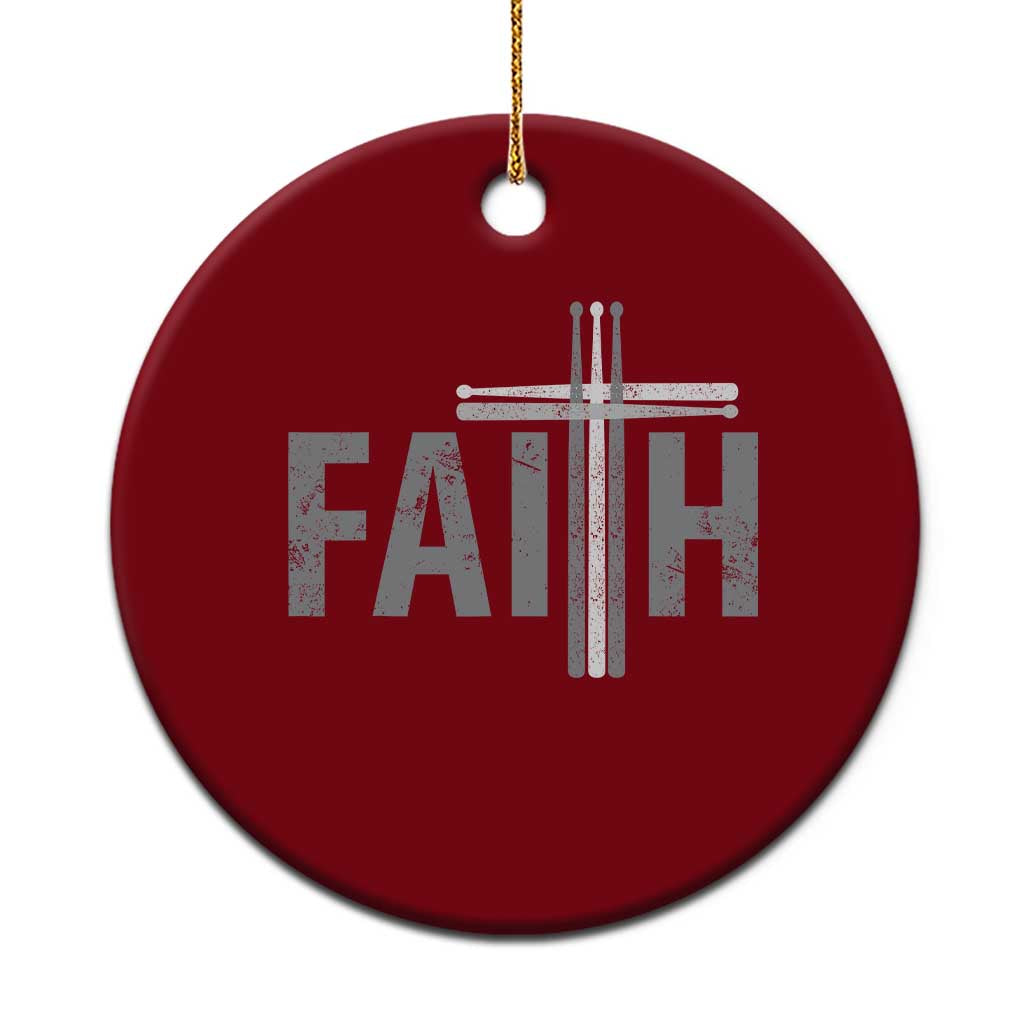 Christian Drummer Ceramic Ornament Faith Drum Stick Cross TS10 1pc Red Print Your Wear