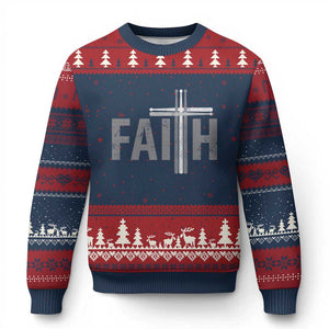Christian Drummer Ugly Christmas Sweater Faith Drum Stick Cross TS10 Navy Red Print Your Wear