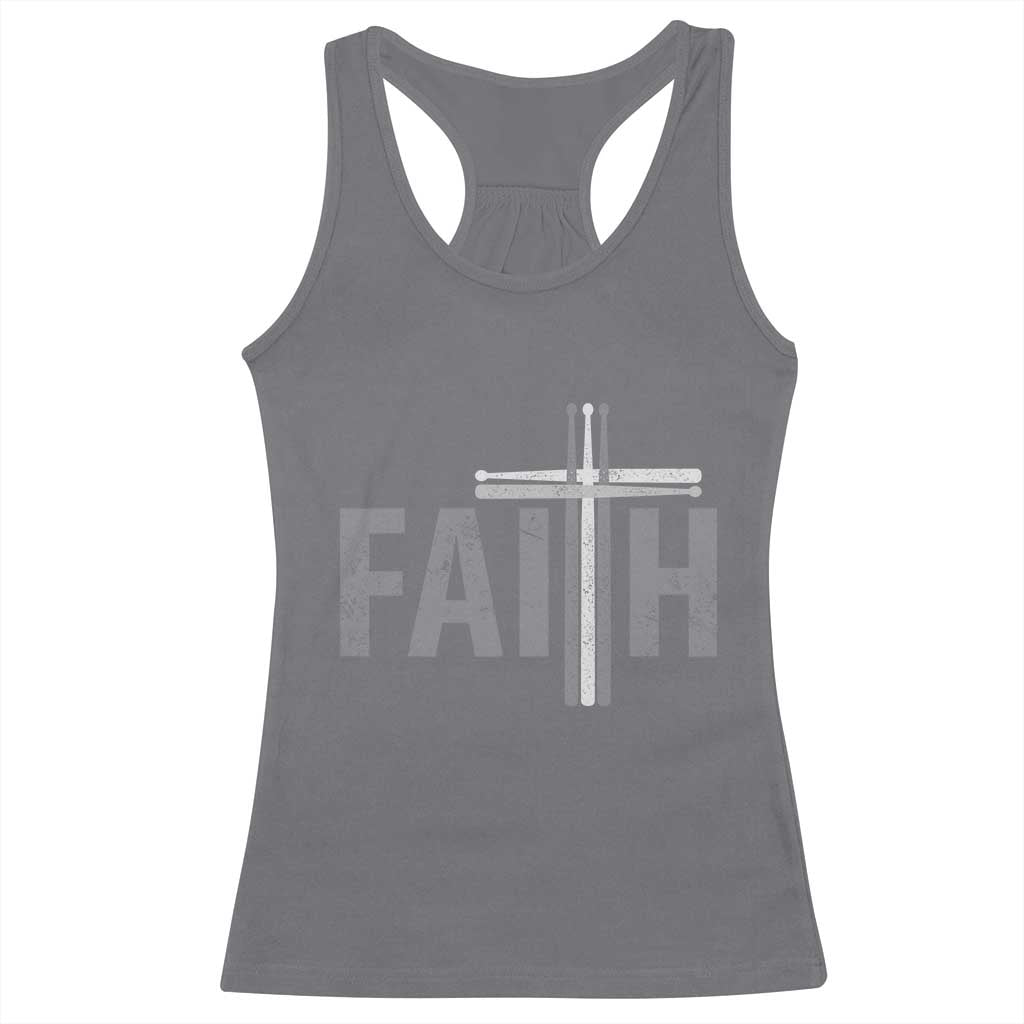 Christian Drummer Racerback Tank Top Faith Drum Stick Cross TS10 Charcoal Print Your Wear