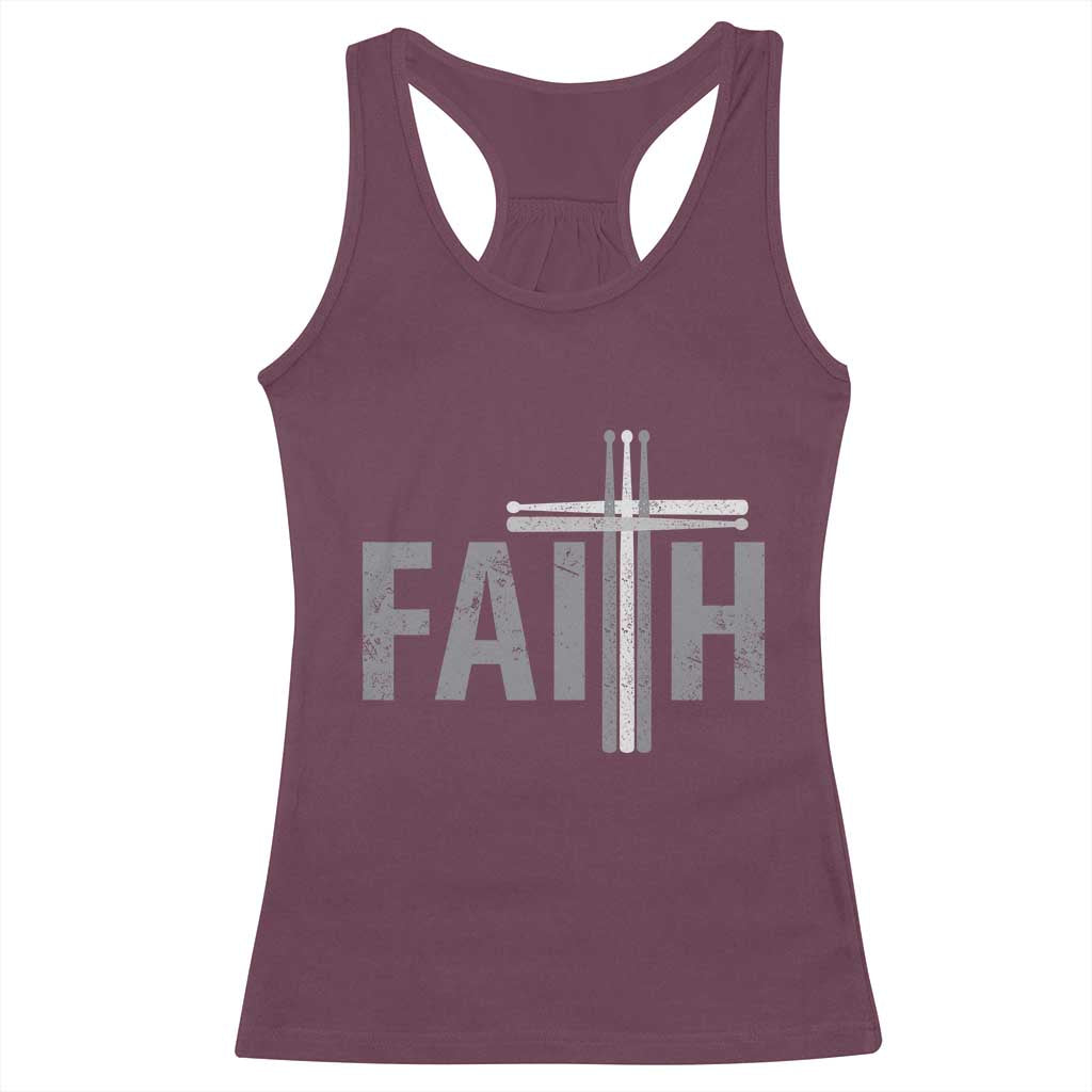 Christian Drummer Racerback Tank Top Faith Drum Stick Cross TS10 Maroon Print Your Wear
