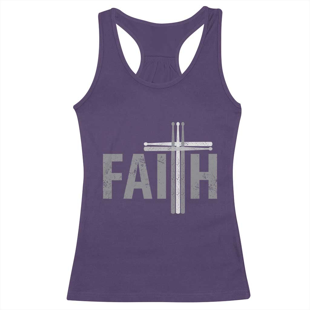 Christian Drummer Racerback Tank Top Faith Drum Stick Cross TS10 Purple Print Your Wear