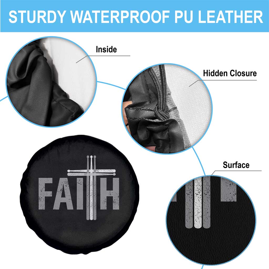 Christian Drummer Spare Tire Cover Faith Drum Stick Cross TS10 Print Your Wear
