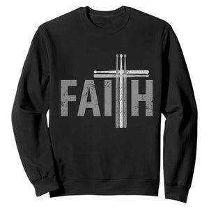 Christian Drummer Sweatshirt Faith Drum Stick Cross TS10 Black Print Your Wear